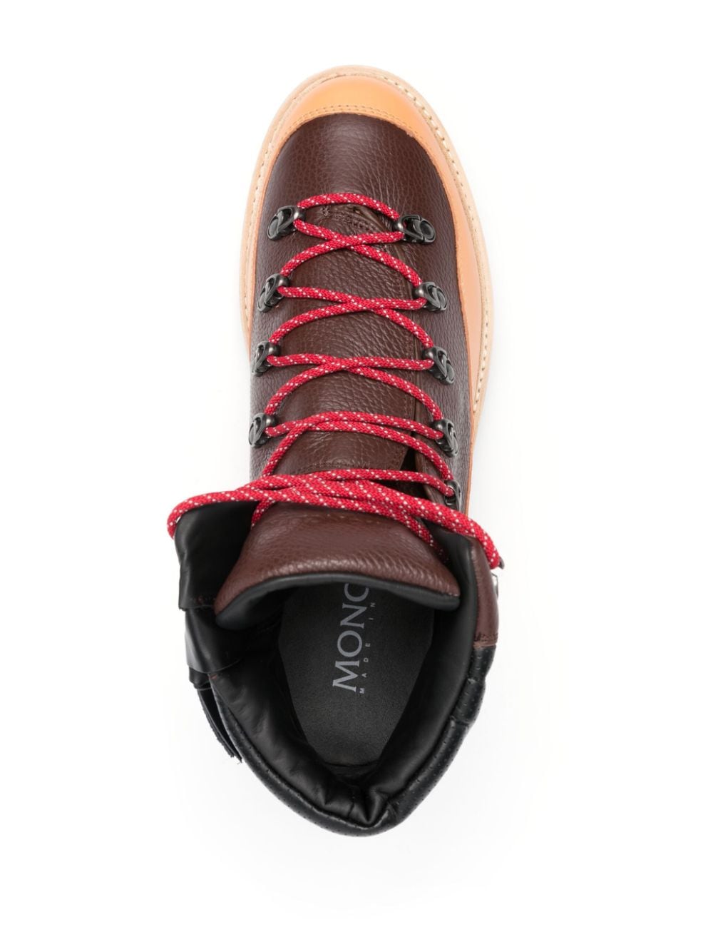 Shop Moncler Peka Trek Leather Boots In Brown