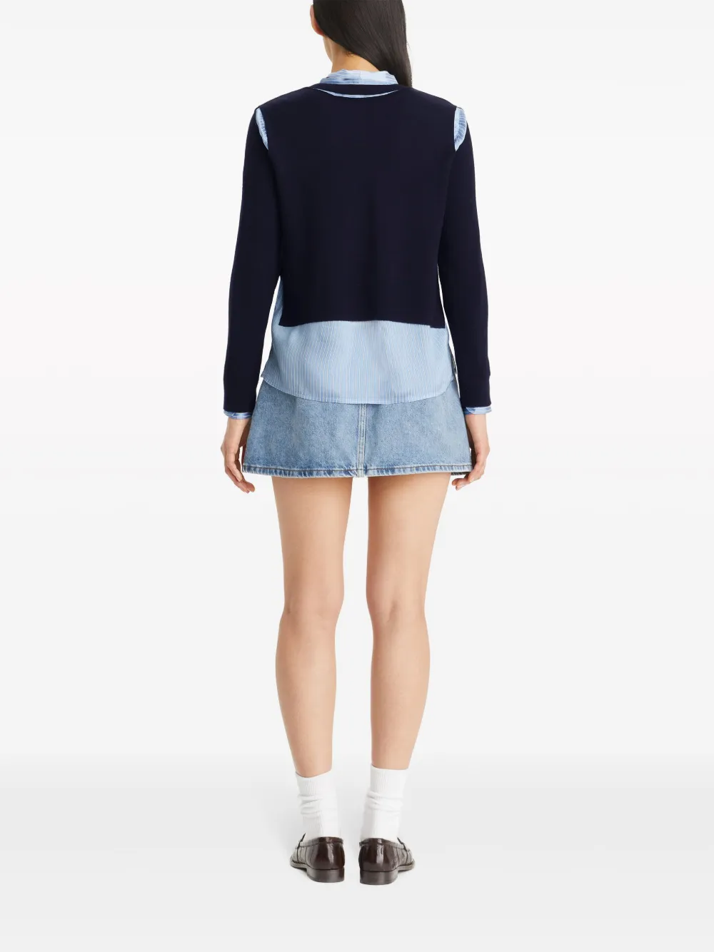 Shop Tory Burch Layered-design Wool Cardigan In Blue