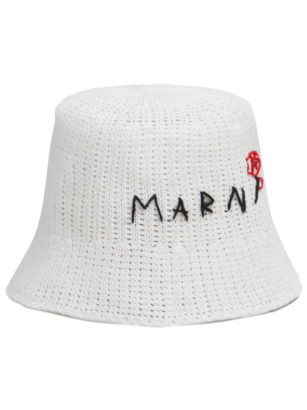 Marni Logo-embroidered Cotton Bucket Hat In White