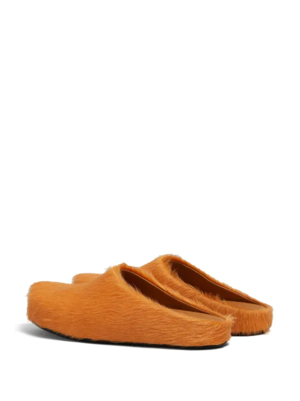 Marni Fussbett calf-hair Slippers | Orange | FARFETCH