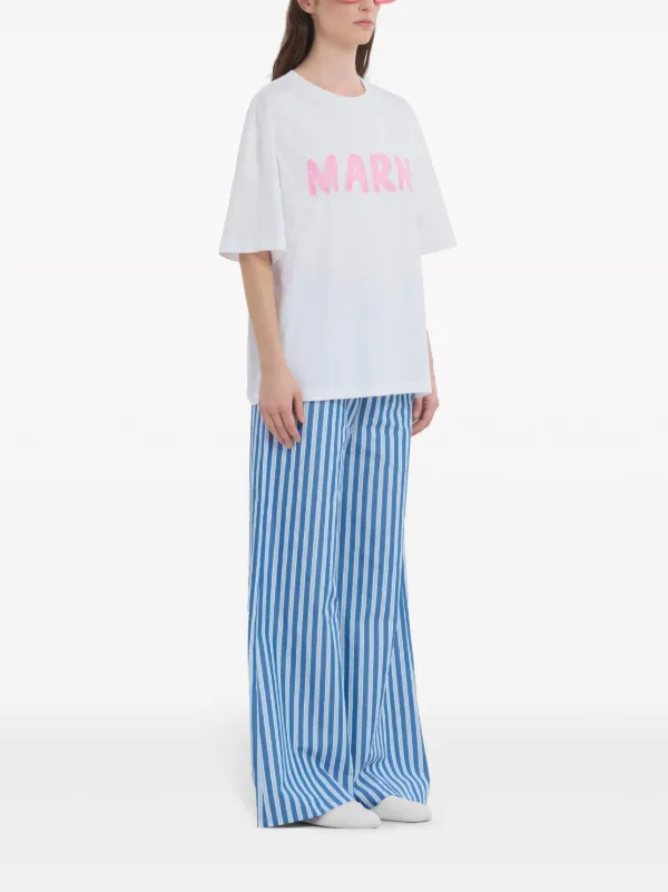 Marni logo-print Cotton T-shirt | White | FARFETCH