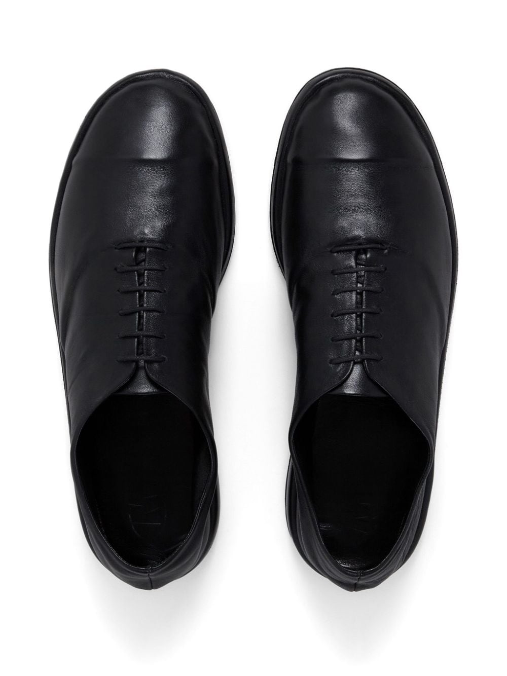 Shop Marni Leather Oxford Shoes In Black