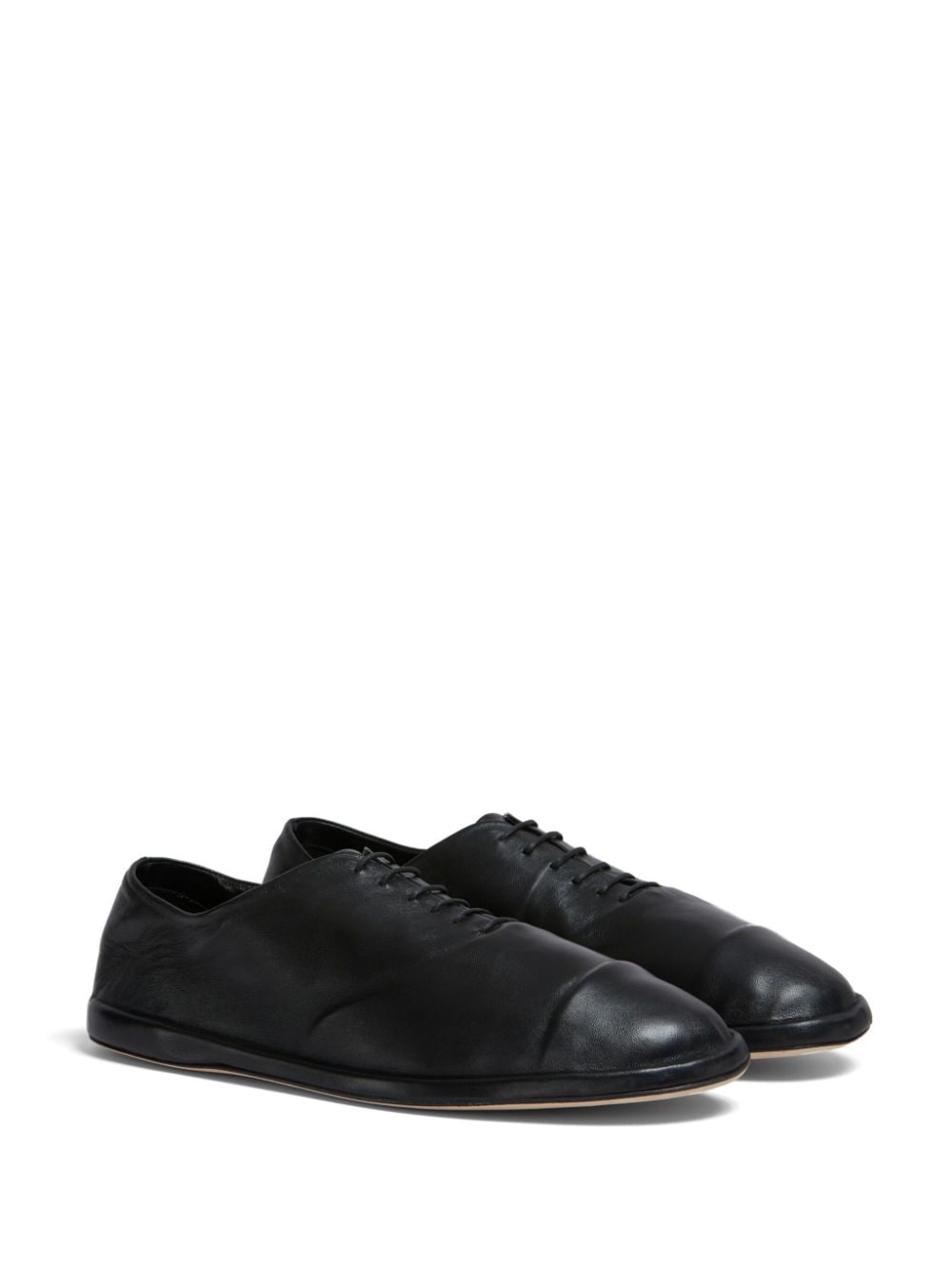 Shop Marni Leather Oxford Shoes In Black