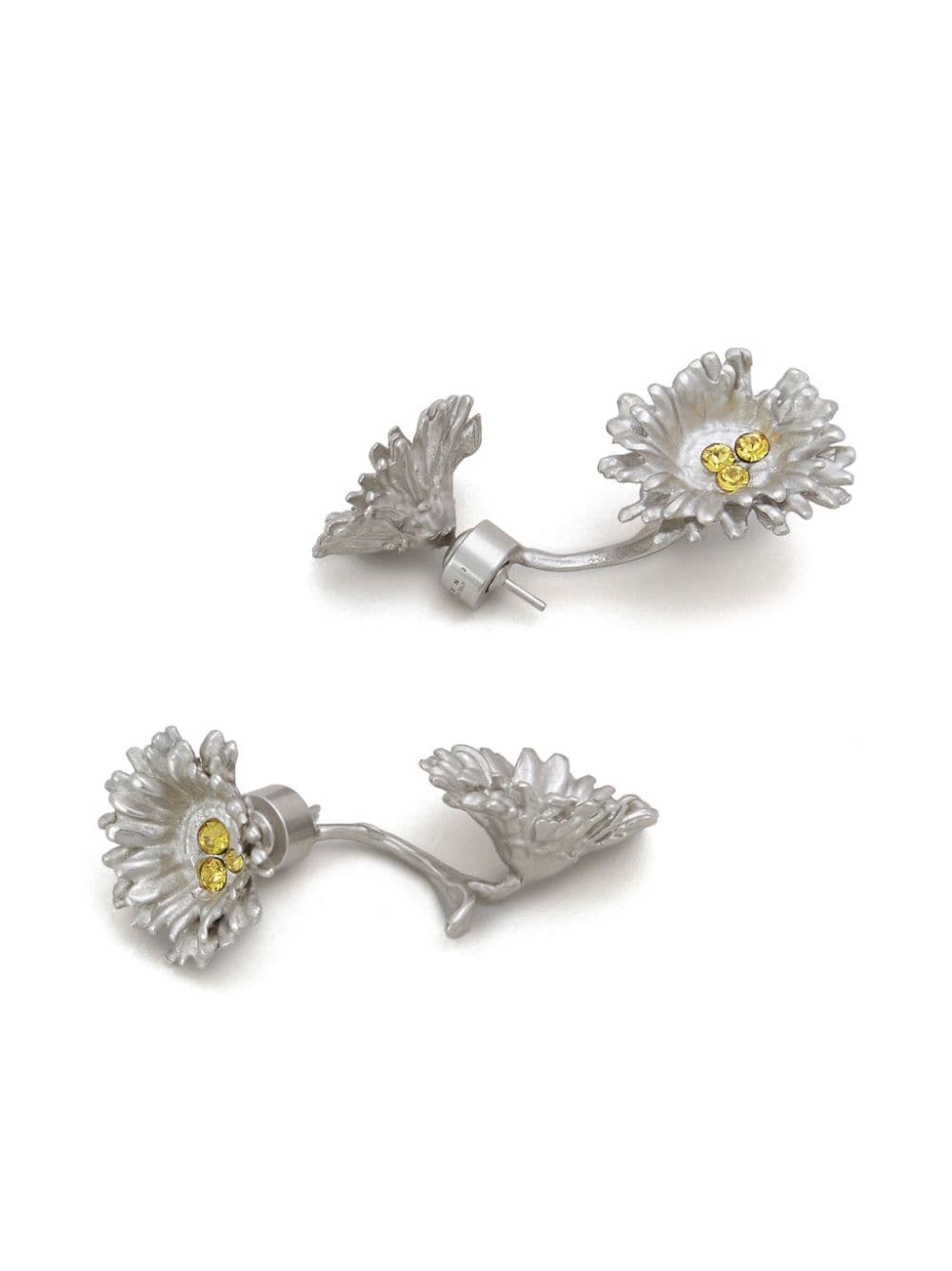 Shop Marni Crystal-embellished Flower Drop Earrings In Yellow