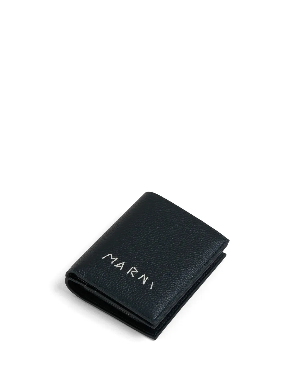 Shop Marni Logo-embroidered Leather Wallet In Black