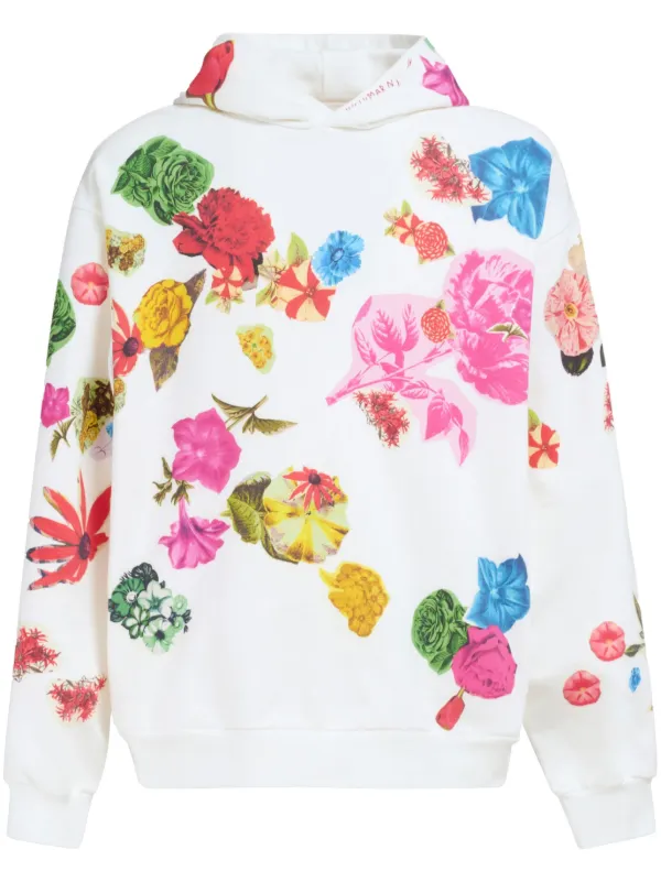 Marni Hoodie Con Estampado Floral Blanco FARFETCH MX