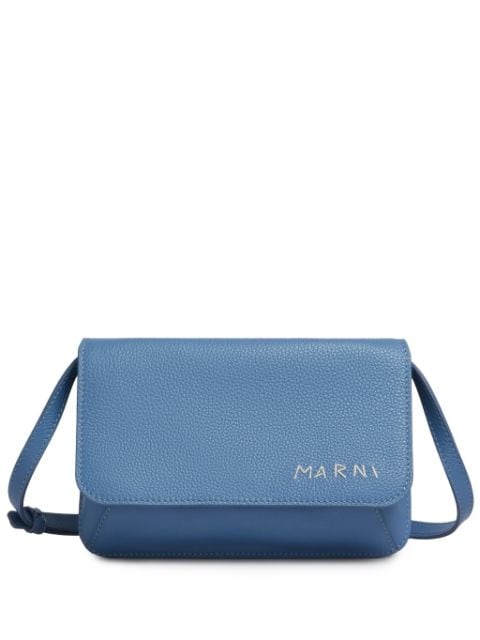 Marni logo-embroidered leather shoulder bag