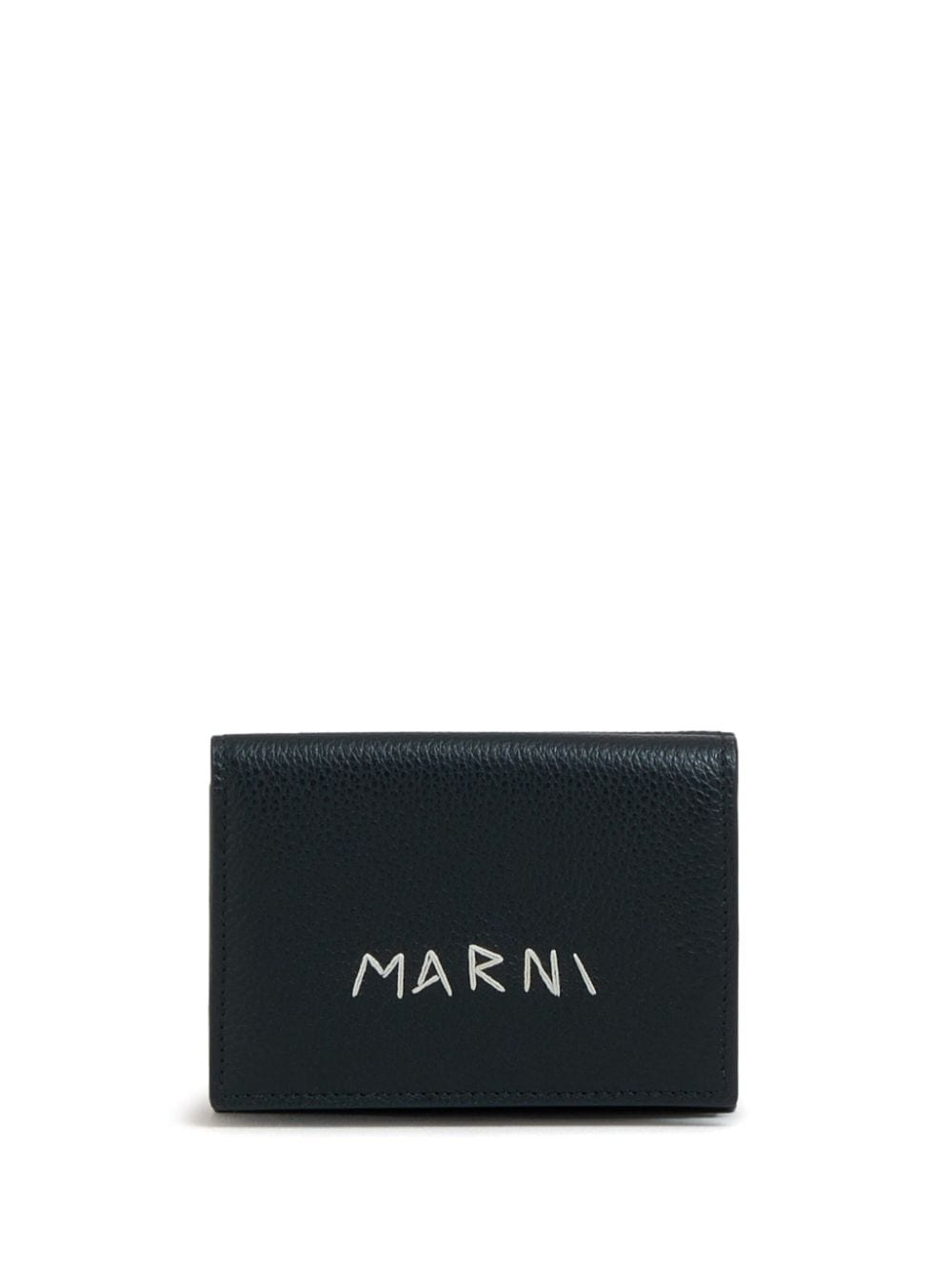 Marni Logo-embroidered Leather Wallet In Black
