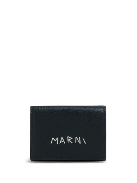 Marni logo-embroidered leather wallet Men