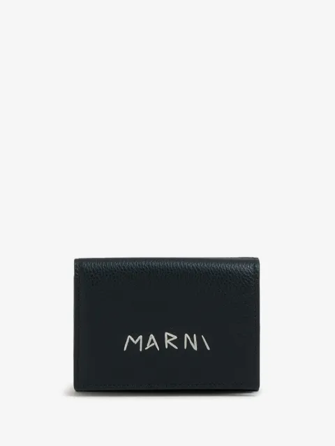 Marni leather trifold wallet with mending-embroidery