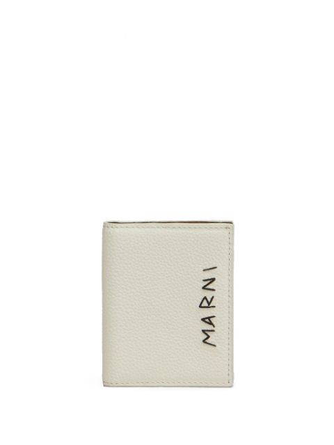 Marni logo-embroidered leather cardholder Men