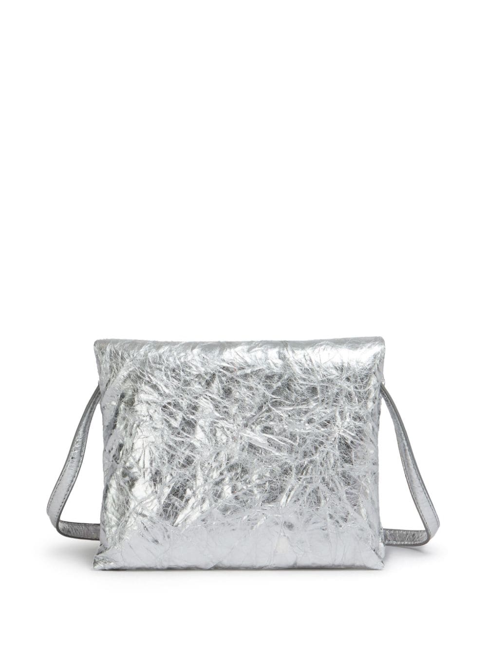 Shop Marni Metallic-effect Leather Shoulder Bag In Silver