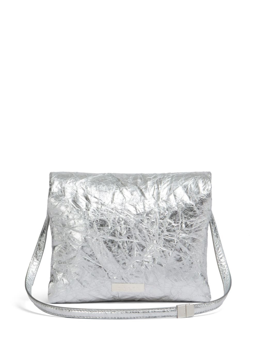 Shop Marni Metallic-effect Leather Shoulder Bag In Silver