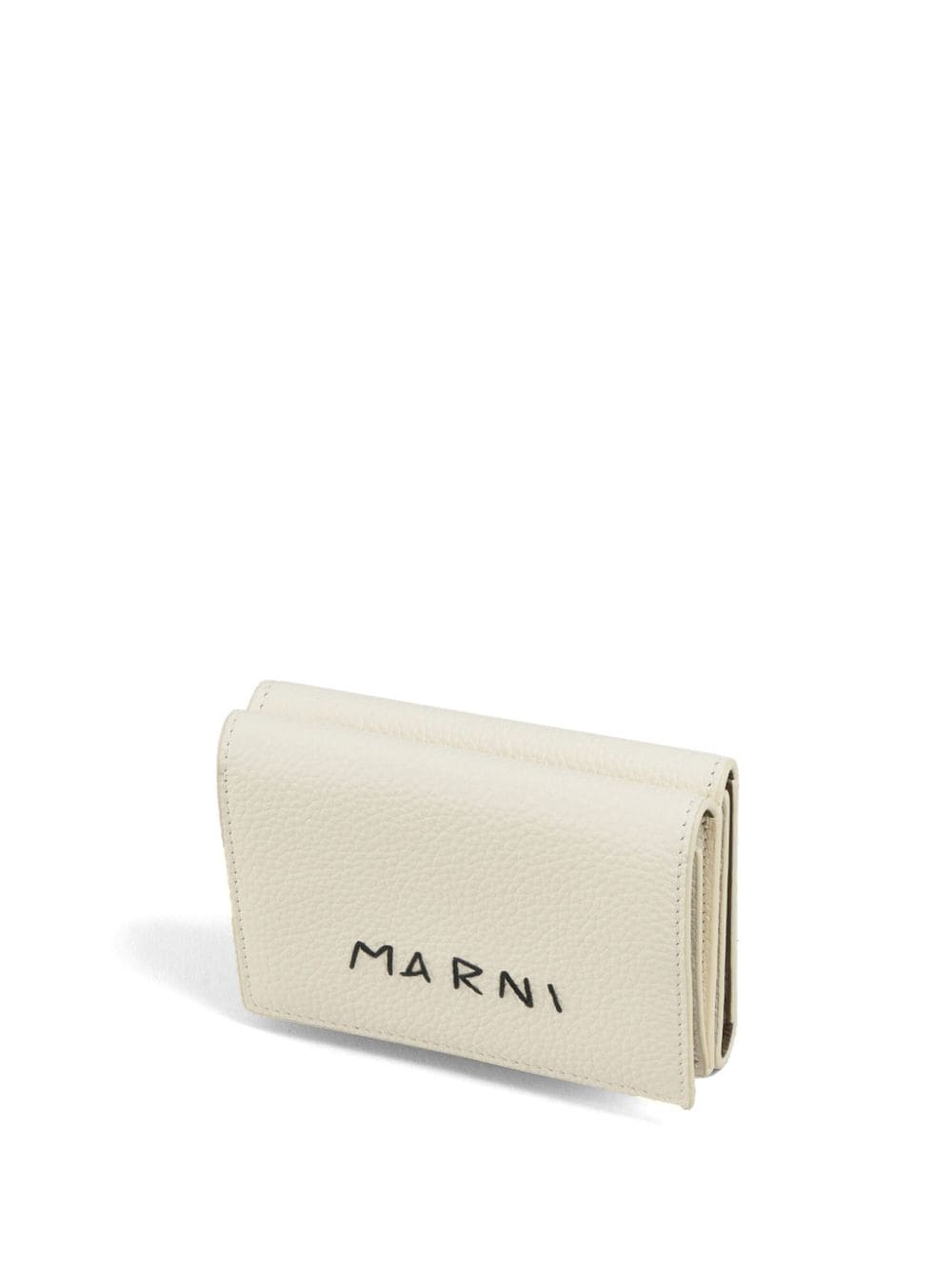 Shop Marni Logo-embroidered Leather Wallet In White