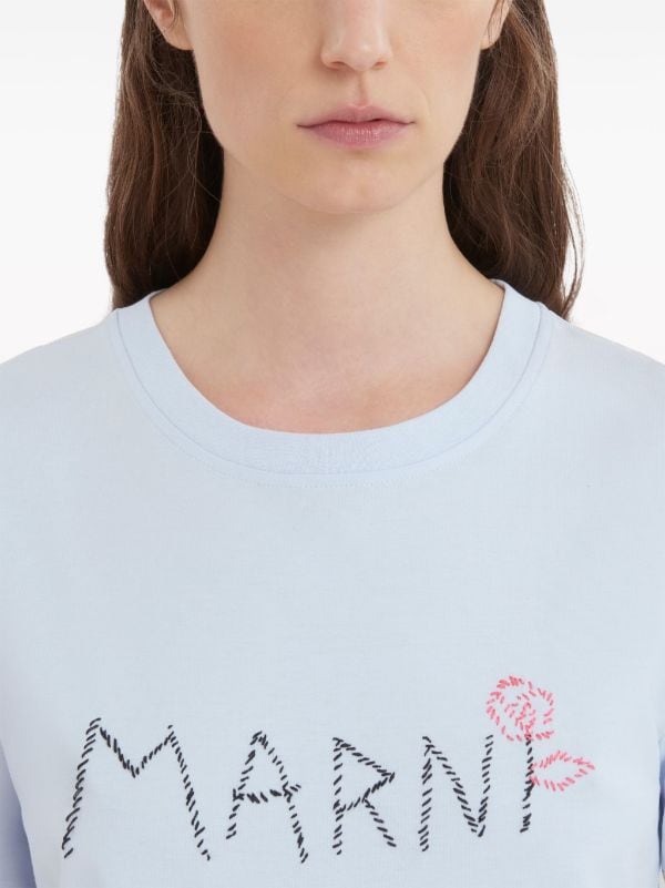 Marni logo-stitch Cotton T-shirt - Farfetch