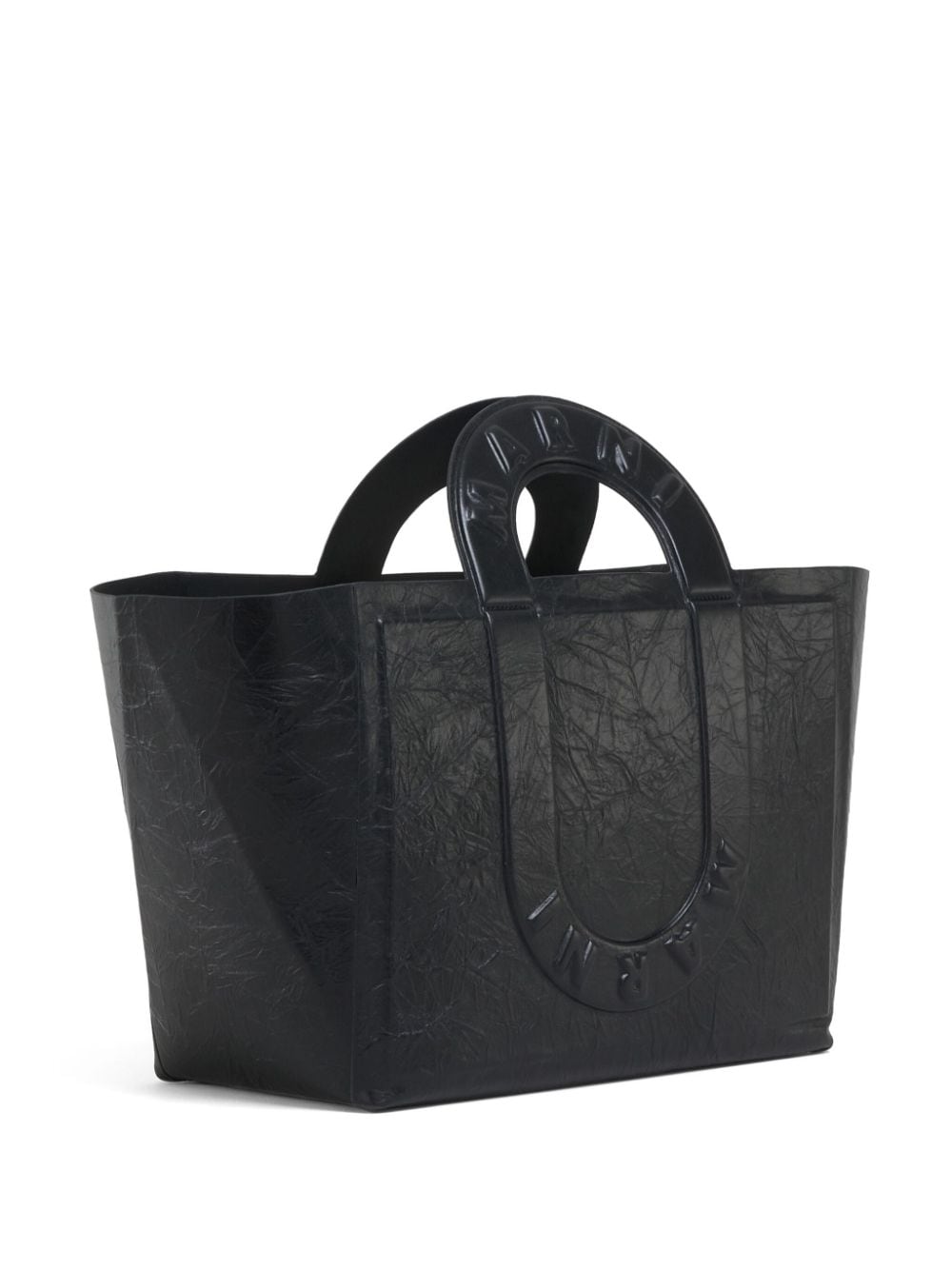 Shop Marni Logo-embossed Tote Bag In Black