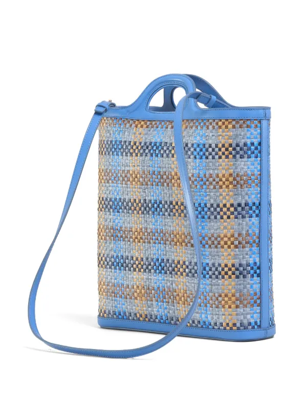 Marni Market logo embroidered Tote Bag Blue FARFETCH AO