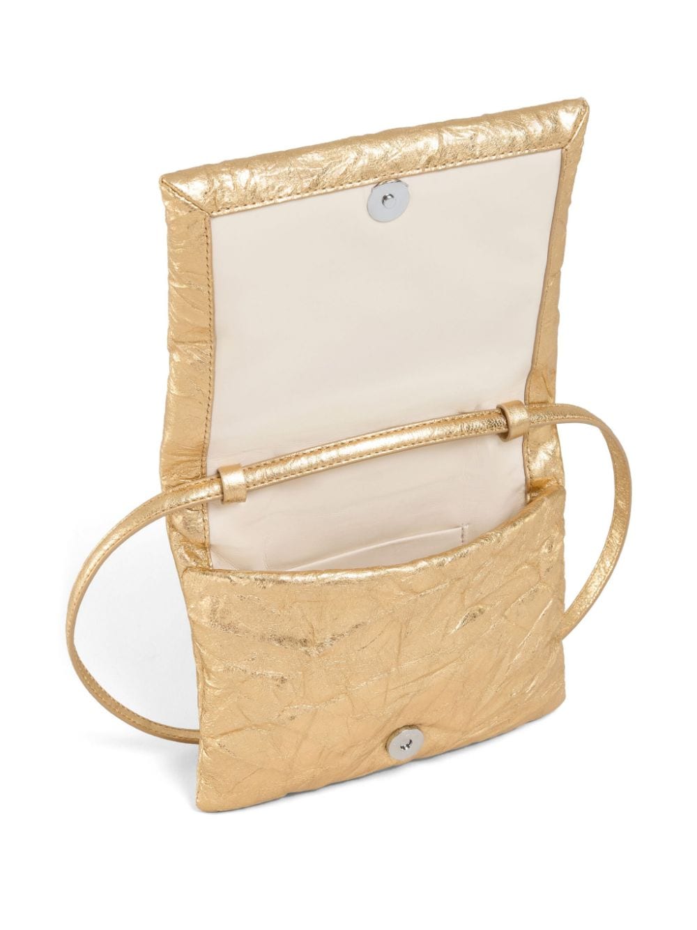 Shop Marni Metallic-effect Leather Shoulder Bag In Gold