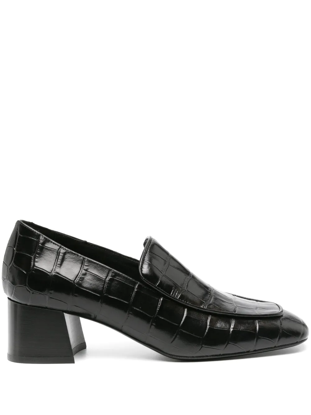 TOTEME embossed-crocodile-effect leather loafers Black