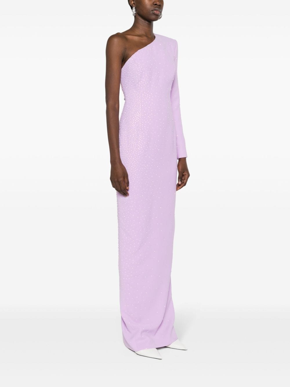 Shop Jean Louis Sabaji Crystal-embellished Crepe Gown In Purple