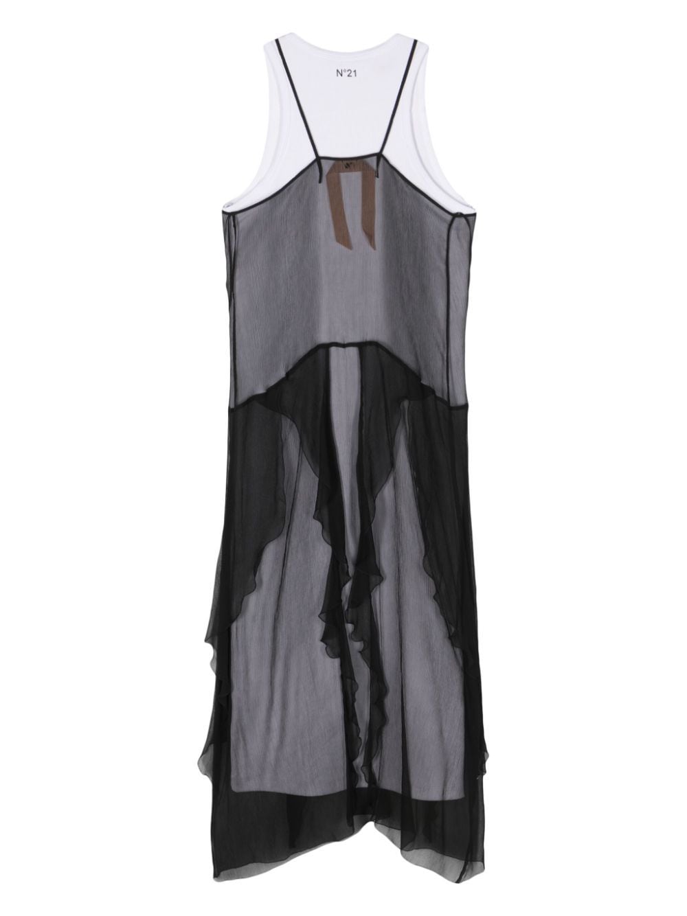 Shop N°21 Layered Silk Midi Dress In Black