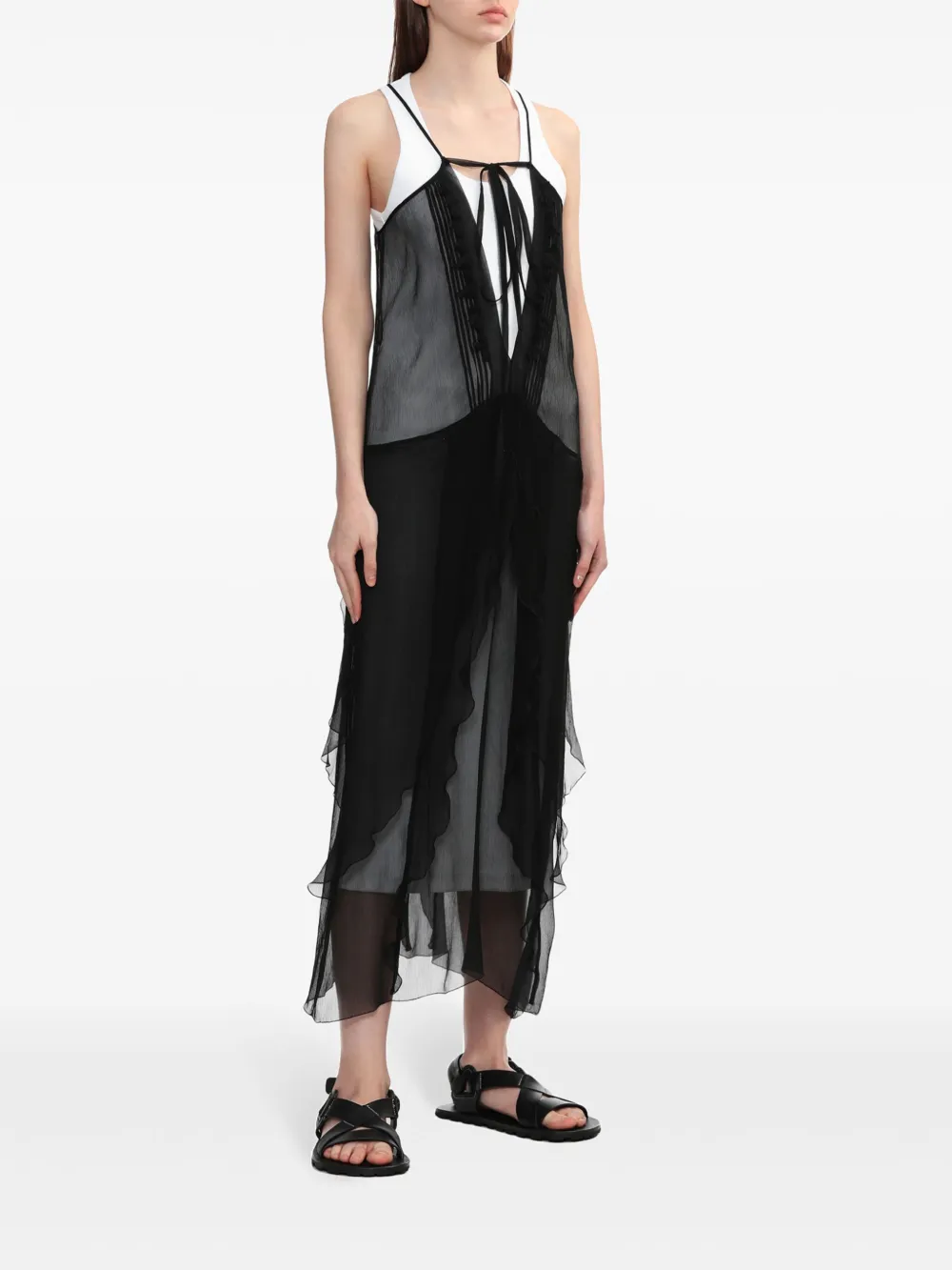  Nº21 Layered Silk Midi Dress - Black 