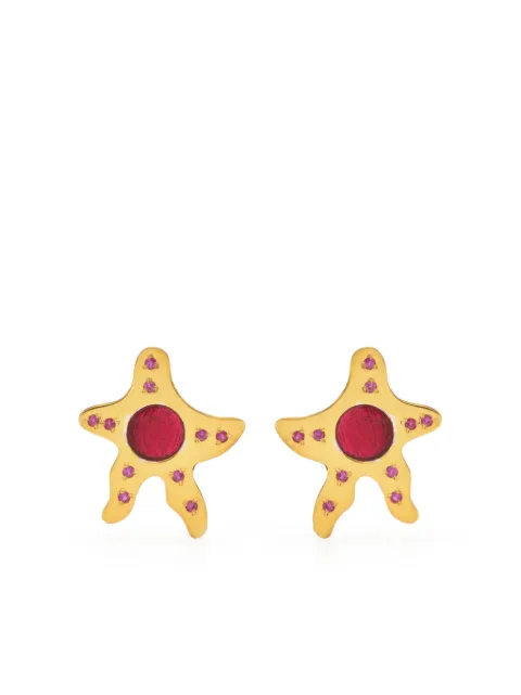 LIYA aretes con forma de estrella con detalle esmaltado