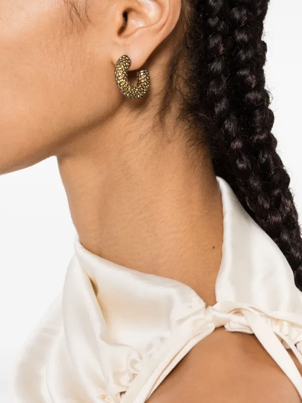 ピアス AMINA MUADDI Embellished l mini Cameron earrings Amina Muaddi Embellished Metal Mini Cameron Earrings In