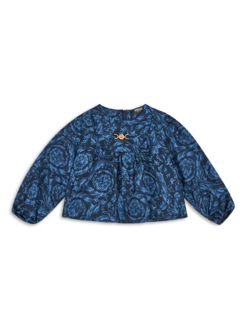 Versace Kids blusa de seda con placa del logo