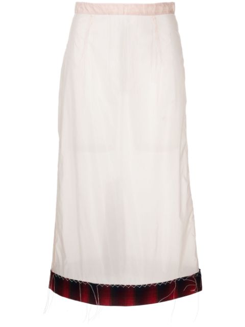 Maison Margiela Pendleton-check-hem sheer skirt