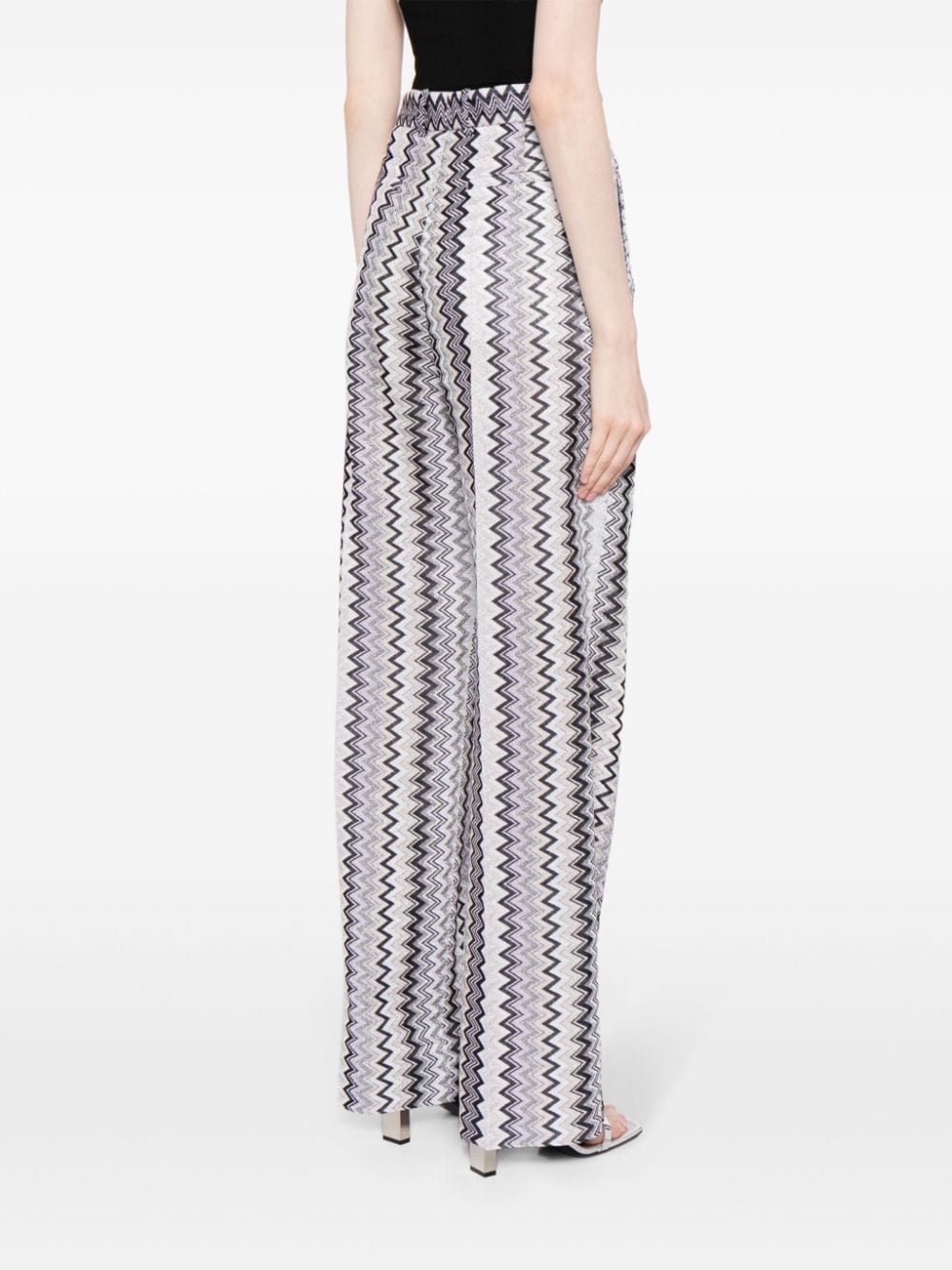 Shop Missoni Zigzag High-waisted Trousers In Purple
