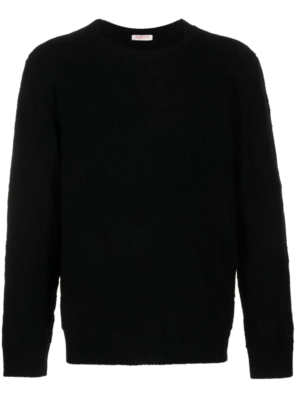 Valentino Intarsia-knit Logo Jumper In Black