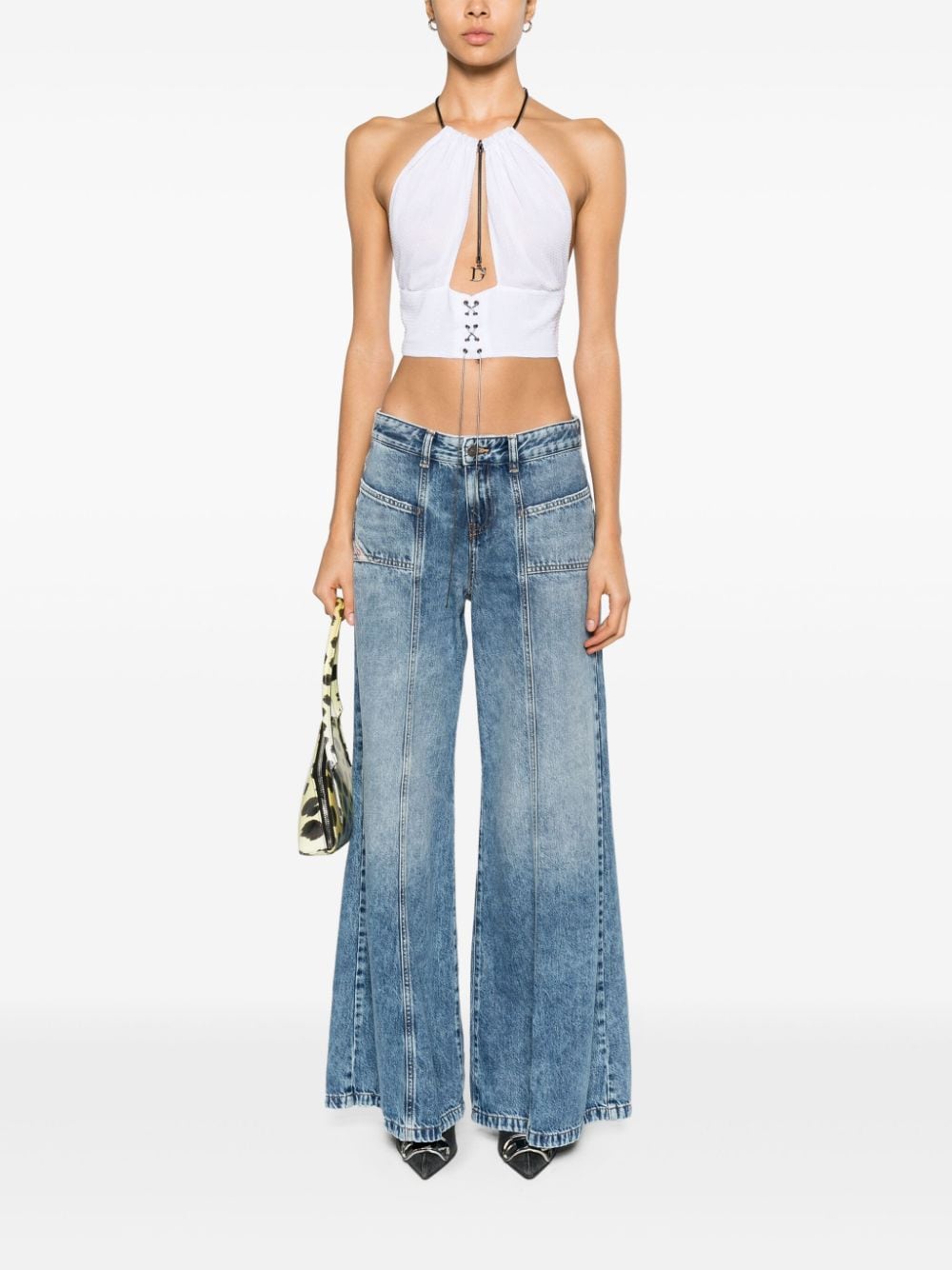 Dsquared2 Night Out cropped top met stras - Wit