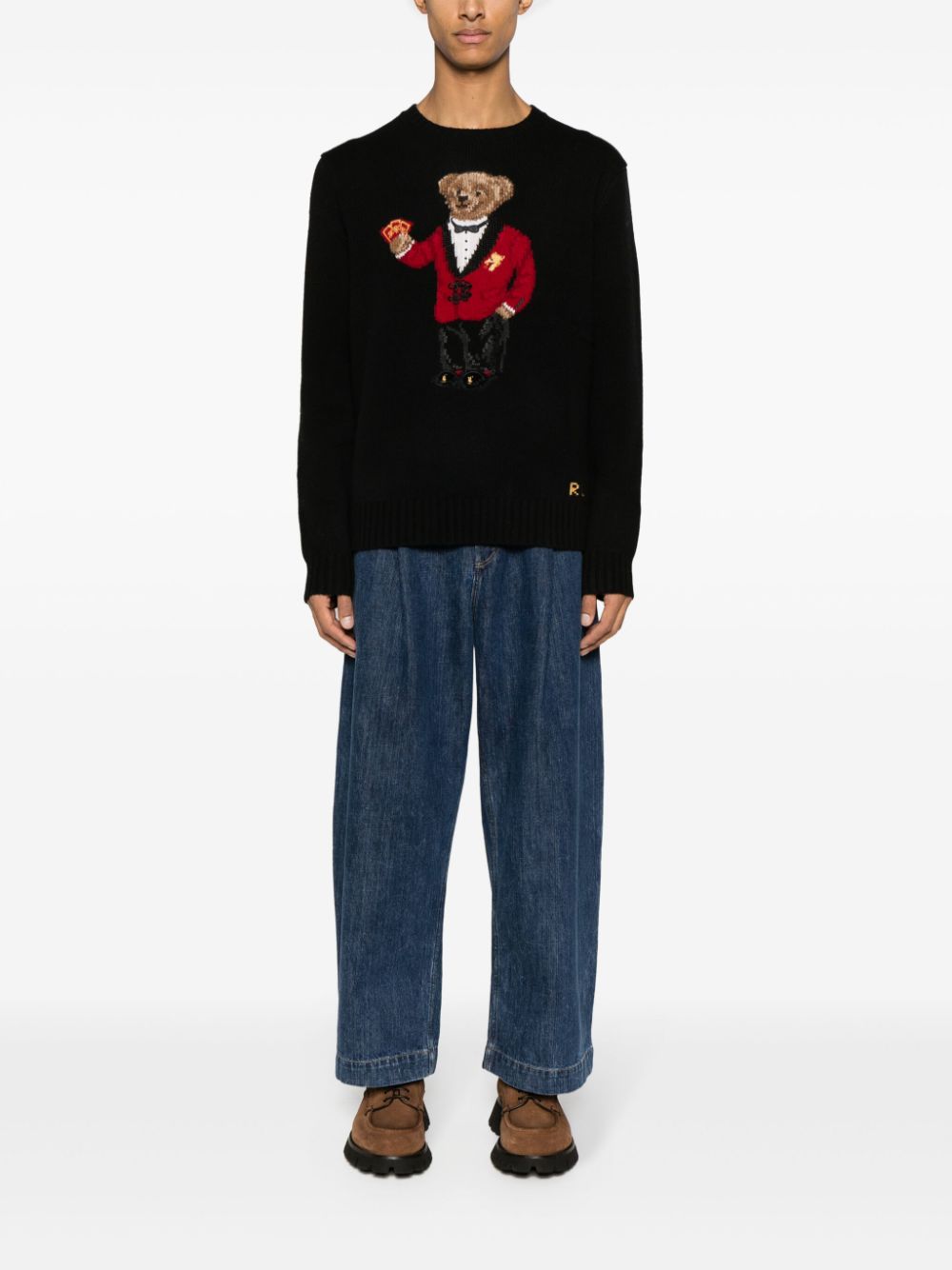 Shop Polo Ralph Lauren Lunar New Year Polo Bear Wool Jumper In Black