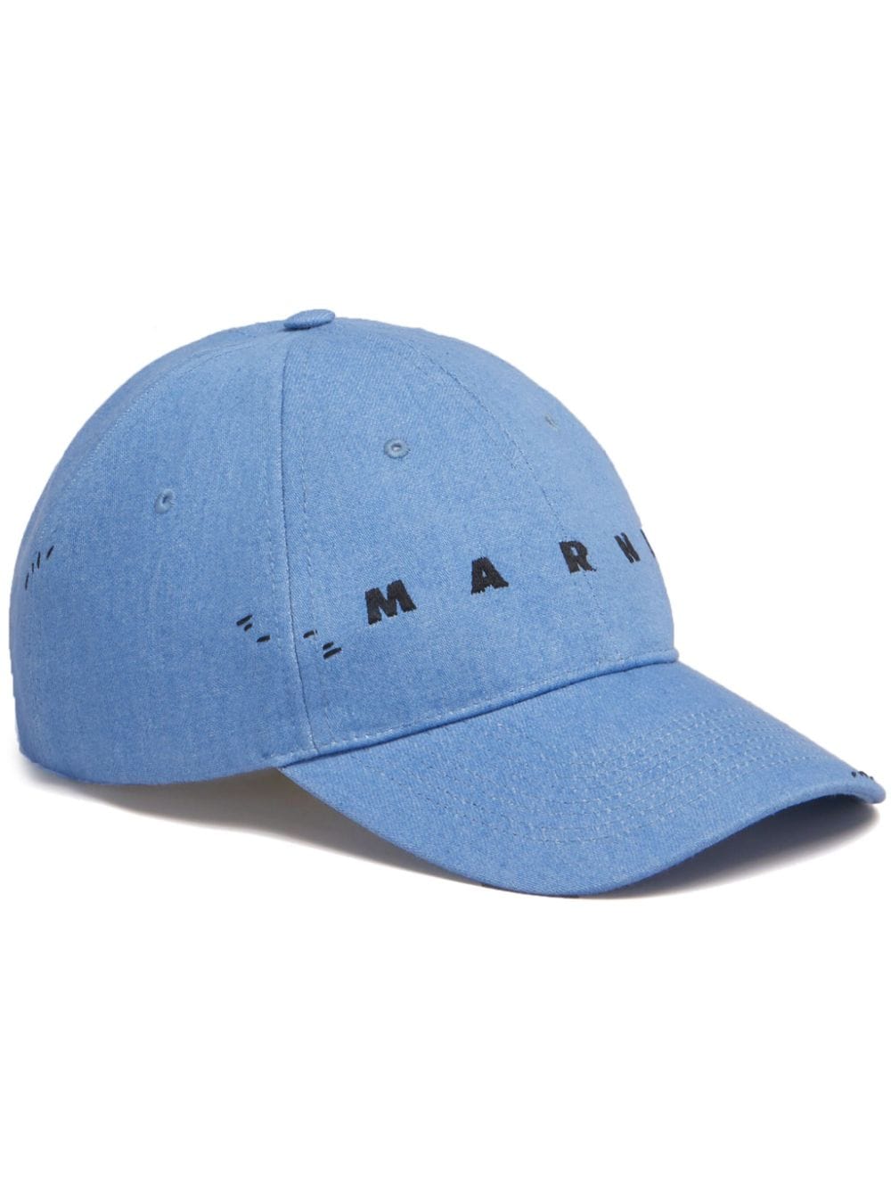 Marni Logo-embroidered Denim Cap In Blue