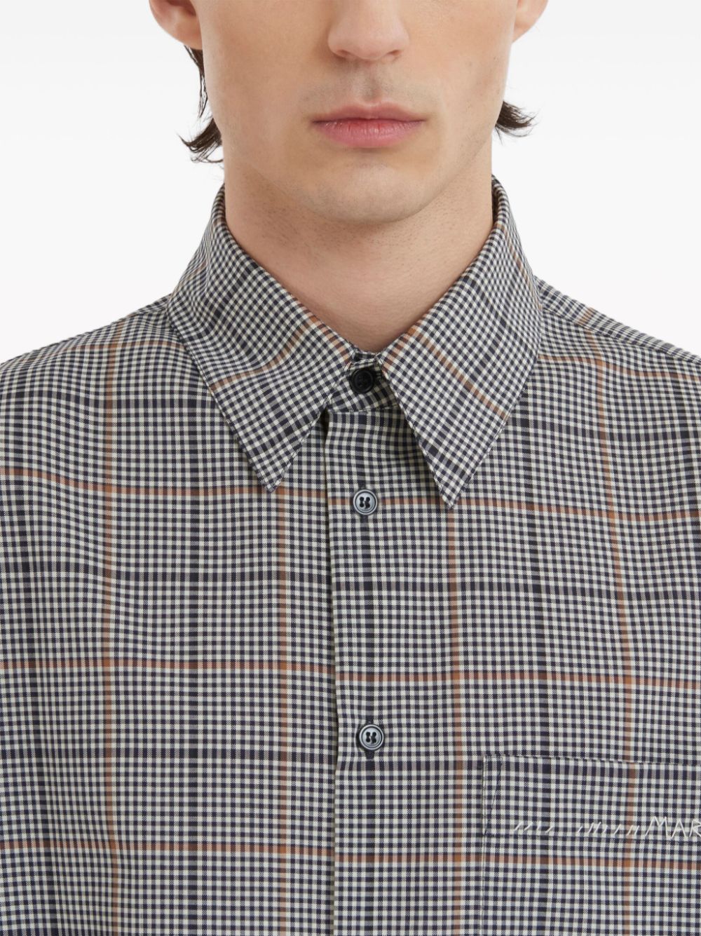 Shop Marni Checked Wool-blend Shirt In Blue