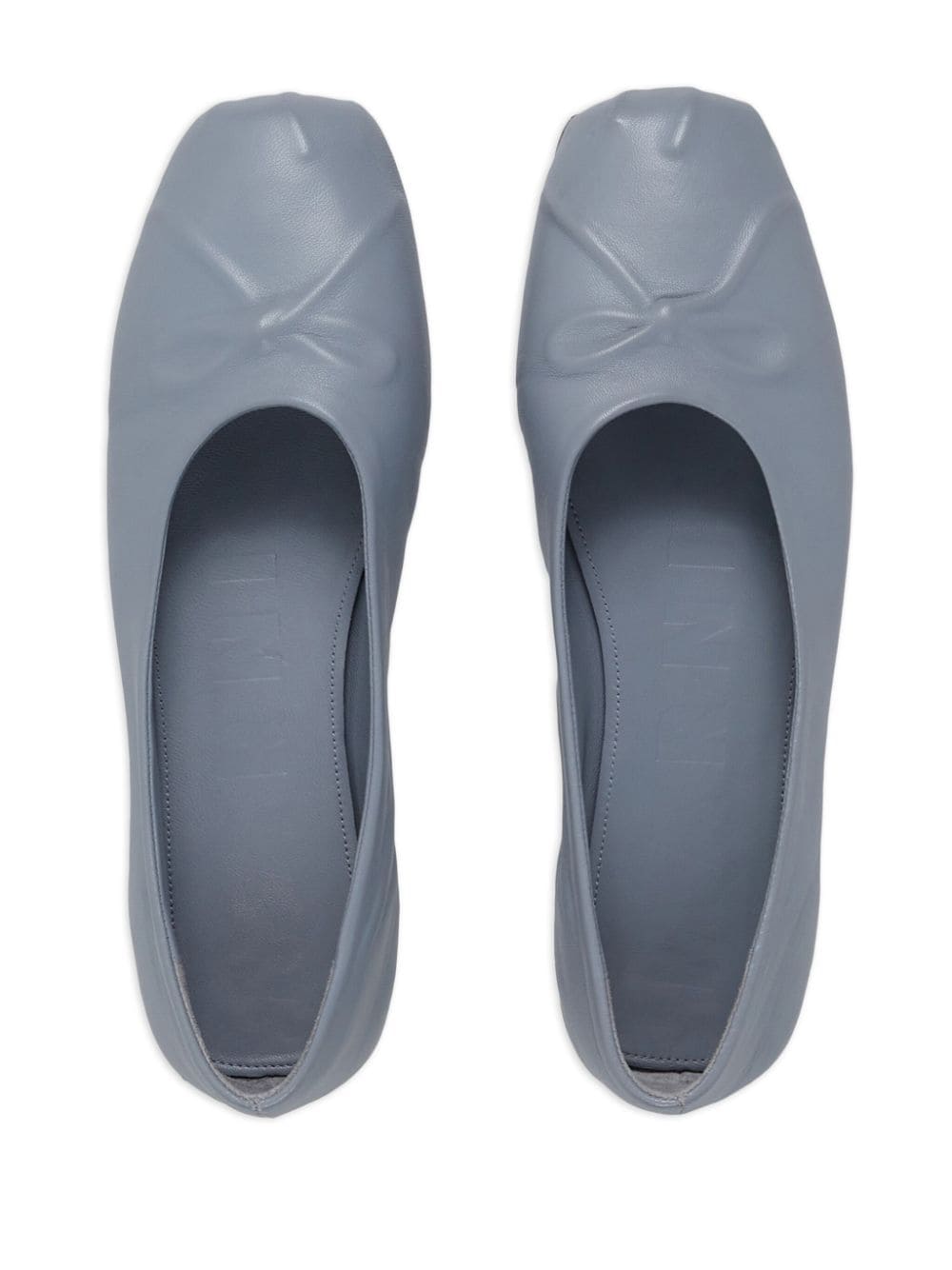 Shop Marni Bow-embossed Leather Ballerina Shoes In Grey