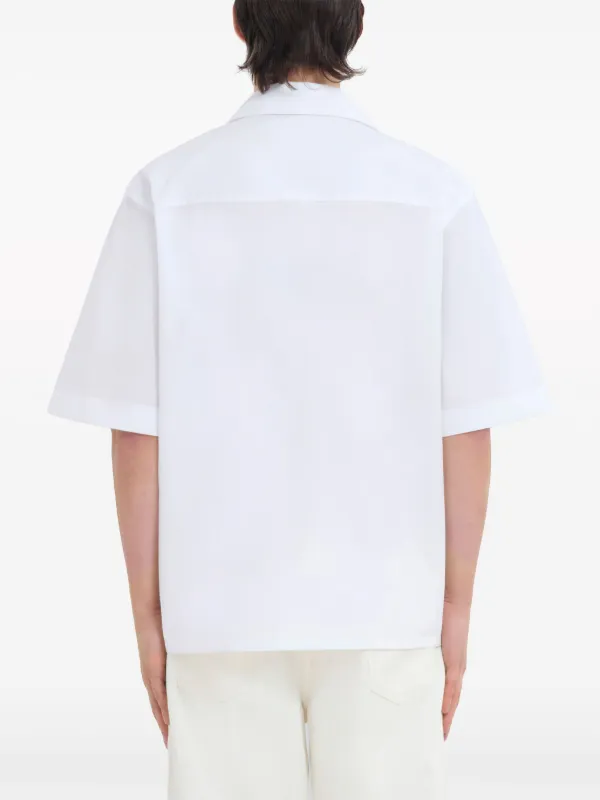 【送料&関税込】Marni Shirt In White Cotton Marni logo-print zip-up Cotton Shirt | White | FARFETCH