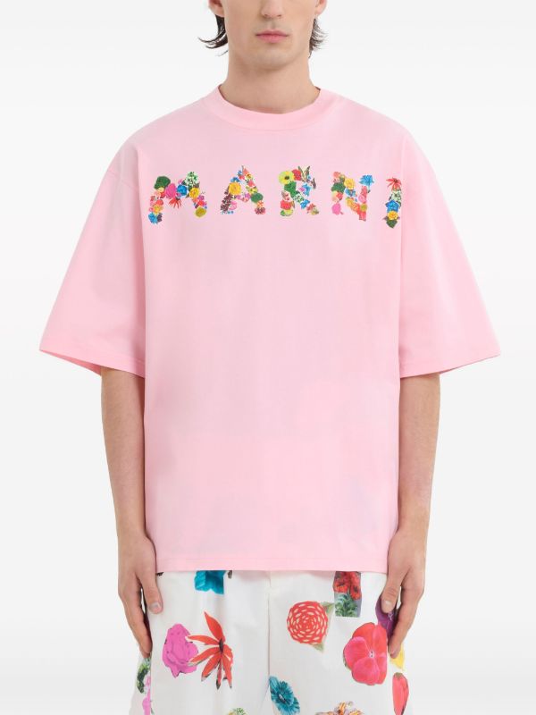 Marni Floral logo-print Cotton T-shirt - Farfetch