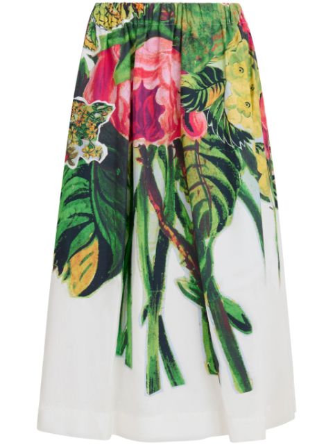 Marni floral-print cotton midi skirt Women