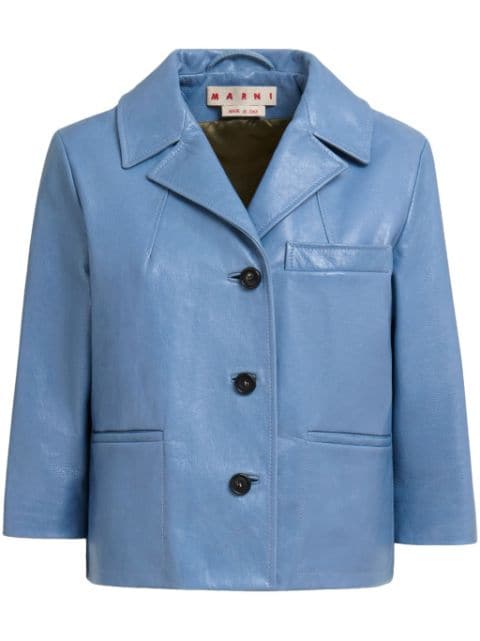 Marni cropped-sleeve goatskin leather jacket