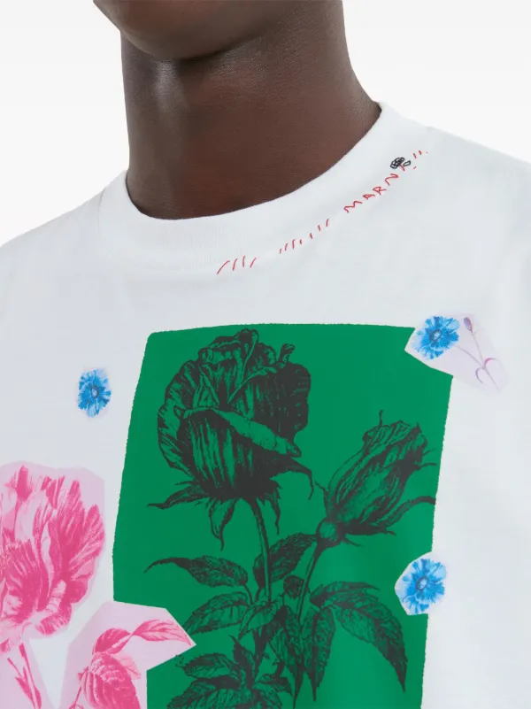 Marni floral-print Cotton T-shirt | White | FARFETCH UK
