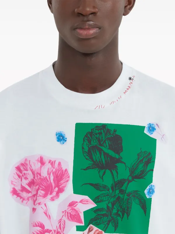 Marni floral-print Cotton T-shirt | White | FARFETCH