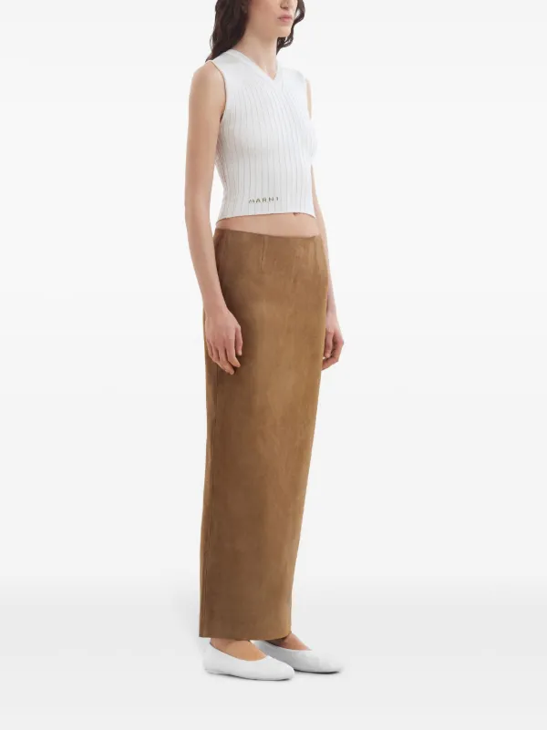 Brown suede maxi skirt hotsell