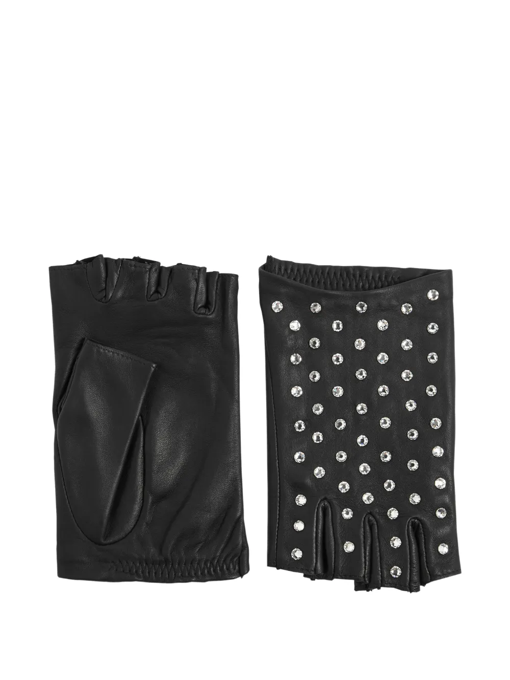 Agnelle Irene strass-embellished fingerless gloves - Nero