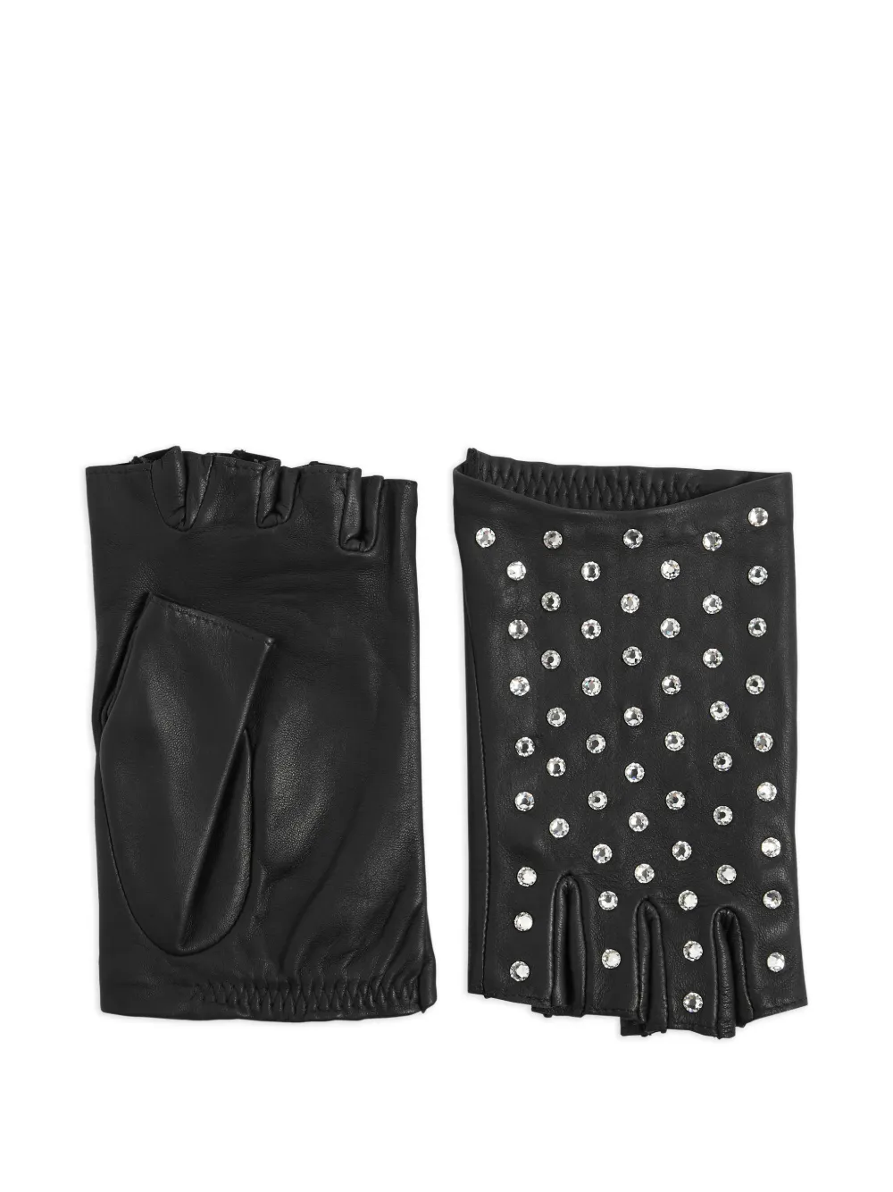 Agnelle Irene strass-embellished fingerless gloves - Nero