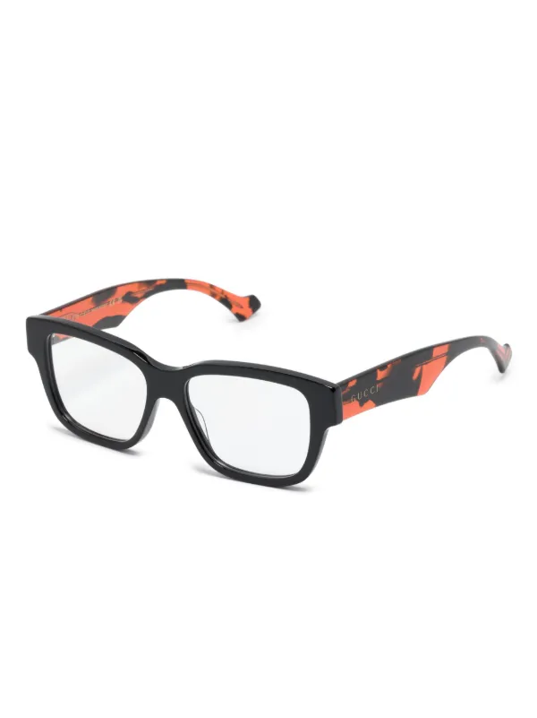 Gucci Eyewear トータスシェル スクエア眼鏡フレーム | ブラック 