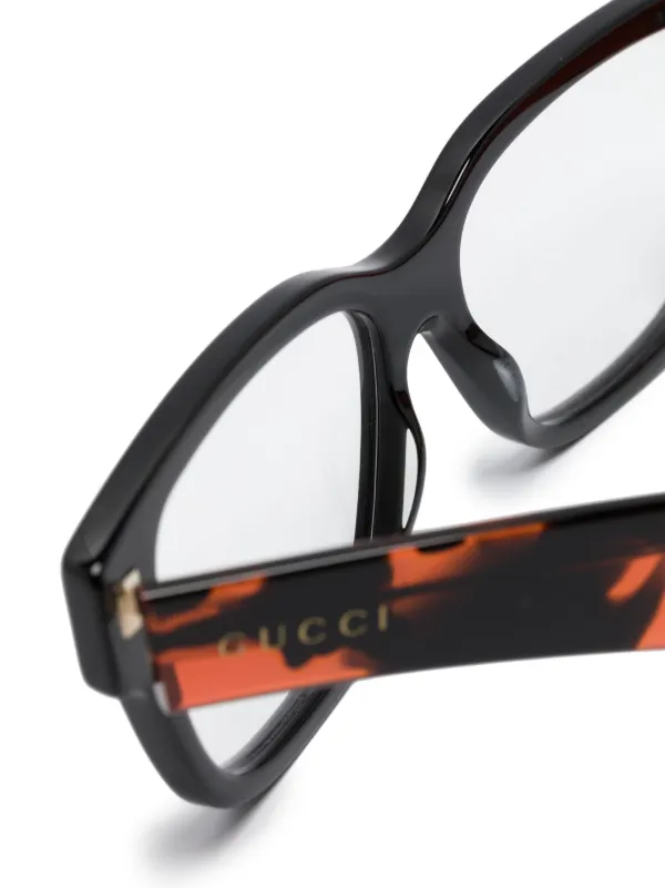 Gucci Eyewear トータスシェル スクエア眼鏡フレーム | ブラック