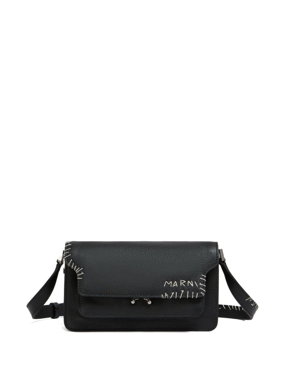 Marni Trunk Decorative-stitch Shoulder Bag In Black
