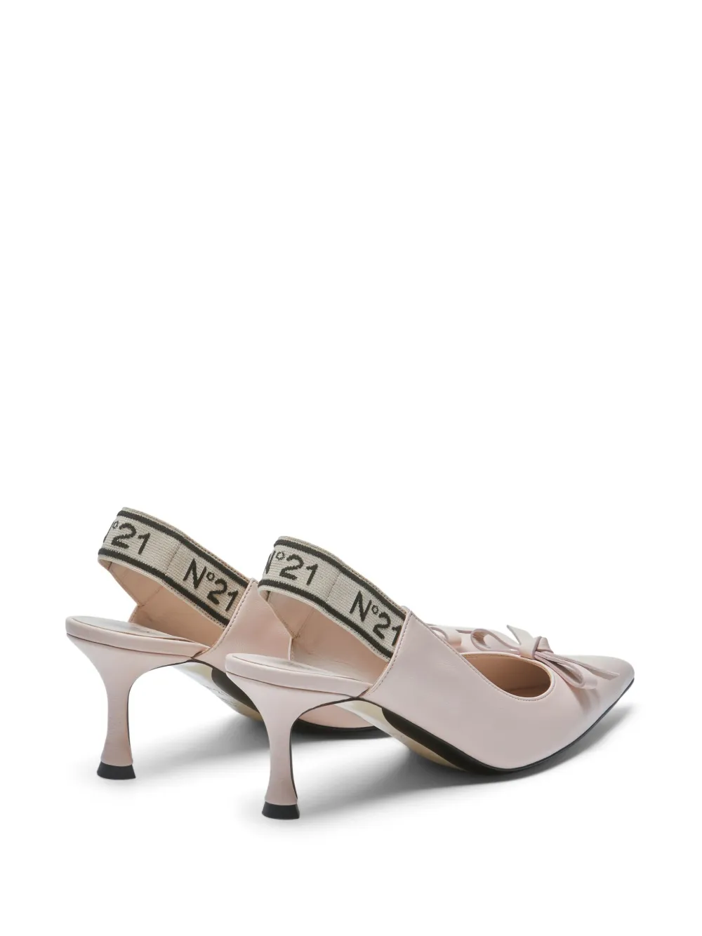 Shop N°21 Logo-strap Bow Leather Pumps In Pink